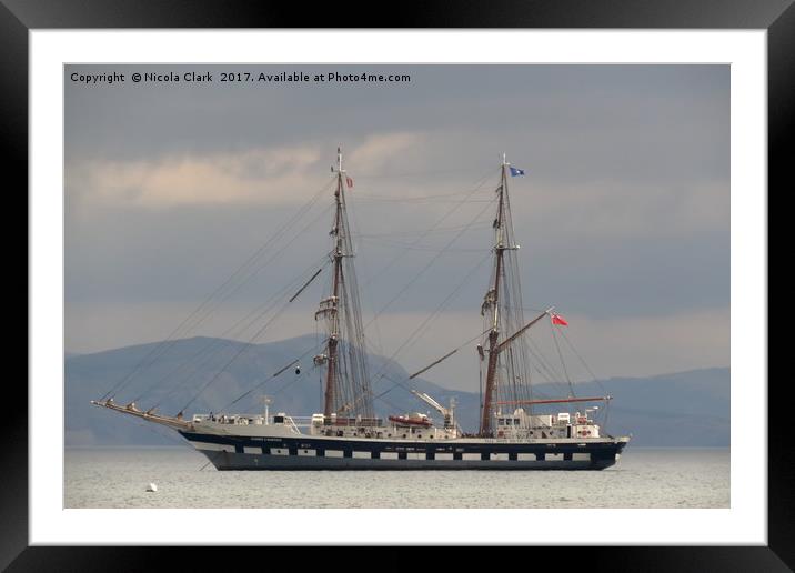 Majestic BrigRigged Tall Ship Framed Mounted Print by Nicola Clark