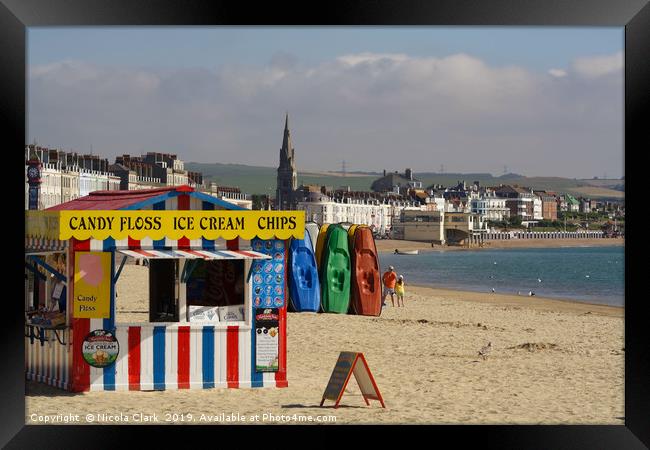 Ice Cream Kiosk Weymouth Beach Framed Print by Nicola Clark