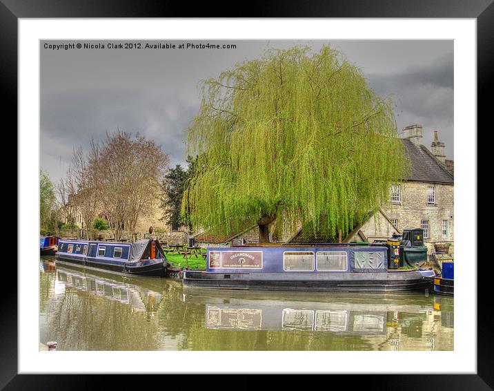 Narrowboats Along the Kennet and Avon Canal Framed Mounted Print by Nicola Clark