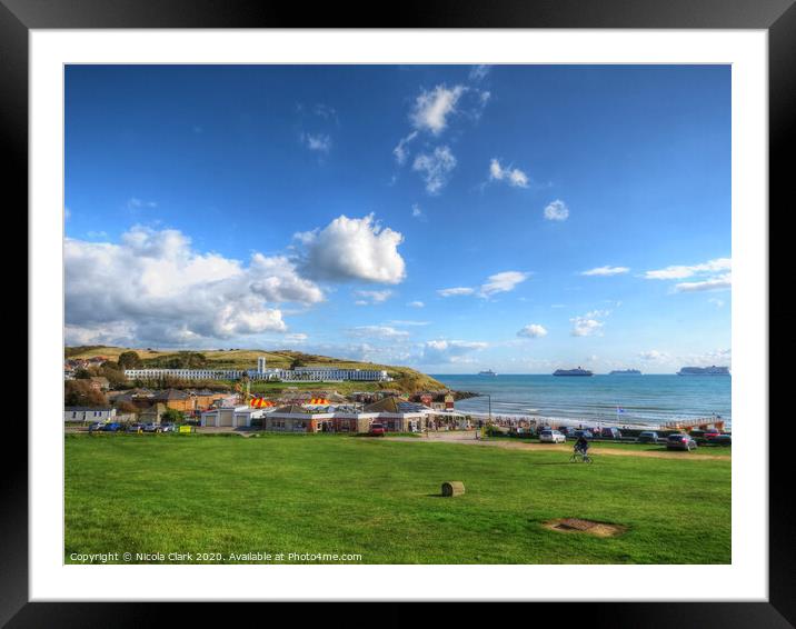 Bowleaze Cove and Ships Framed Mounted Print by Nicola Clark