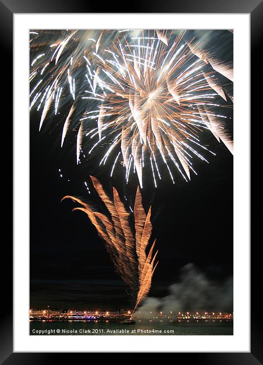 Fireworks over Weymouth Bay Framed Mounted Print by Nicola Clark