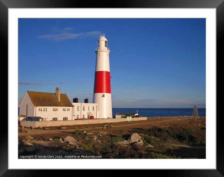 Serene Dorset Lighthouse Framed Mounted Print by Nicola Clark
