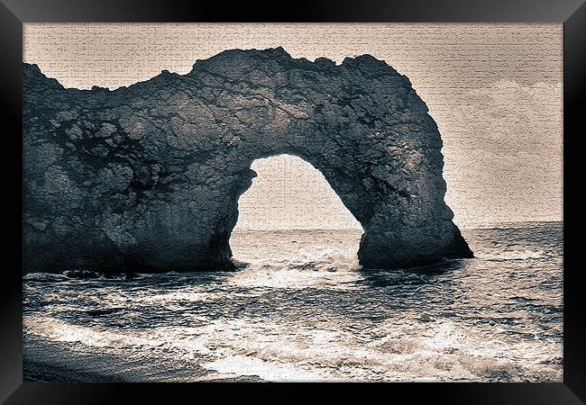 Old Painting of Durdle Door Framed Print by Allan Thornhill