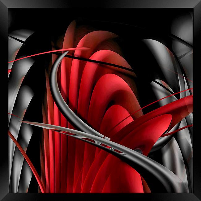 Underworld (Digital Abstract/Red) Framed Print by Nicola Hawkes