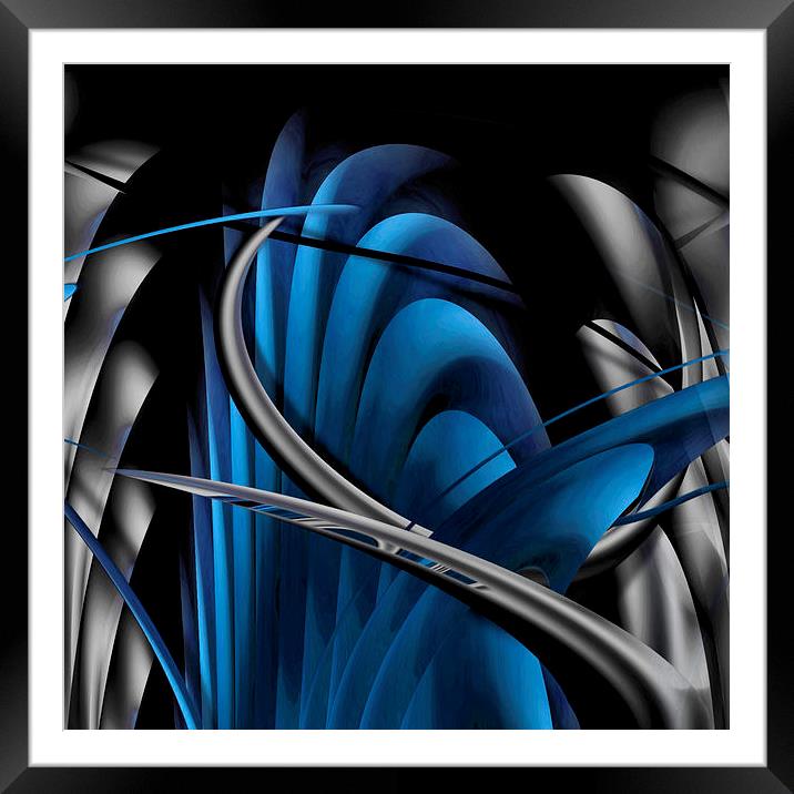 Underworld (Digital Abstract/Blue) Framed Mounted Print by Nicola Hawkes