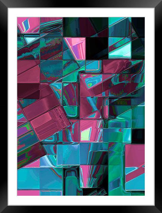 Mosaic Abstract (Claret & Blue) Framed Mounted Print by Nicola Hawkes
