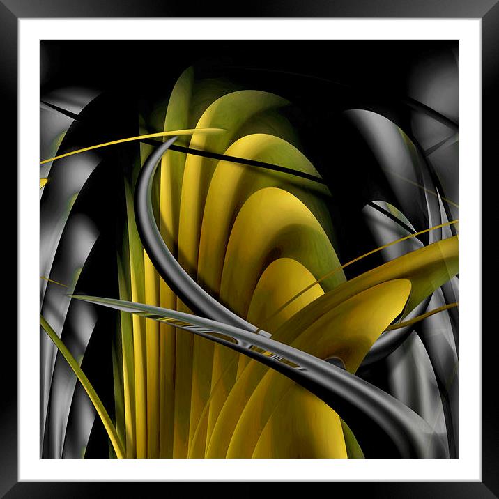 Underworld (Digital Abstract/Yellow) Framed Mounted Print by Nicola Hawkes