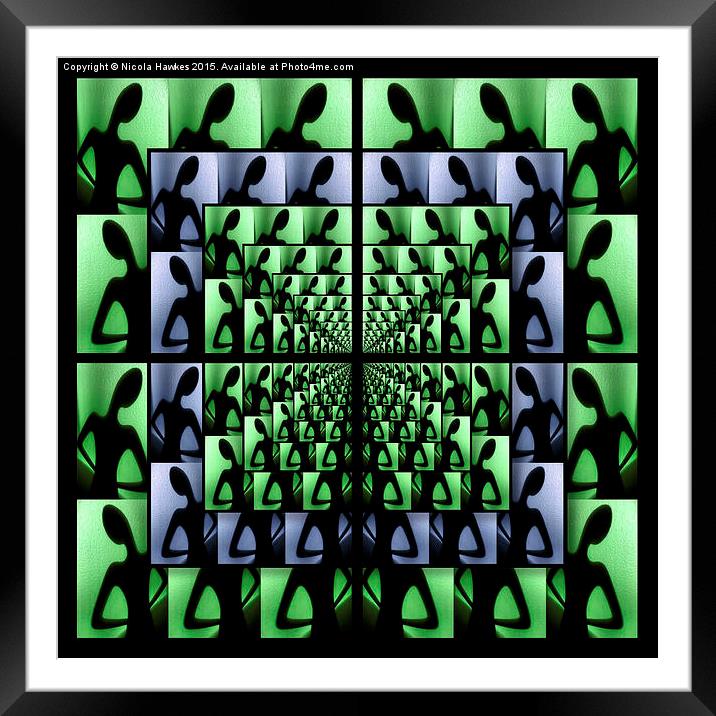  Elegance Repeated (green & blue) Framed Mounted Print by Nicola Hawkes