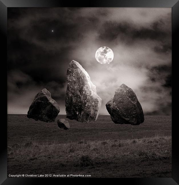 Moonlit Stones Framed Print by Christine Lake