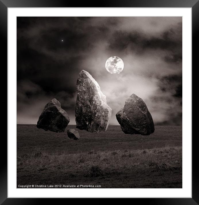 Moonlit Stones Framed Mounted Print by Christine Lake