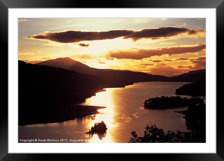 Sunset over Loch Tummel Framed Mounted Print by Derek Wallace