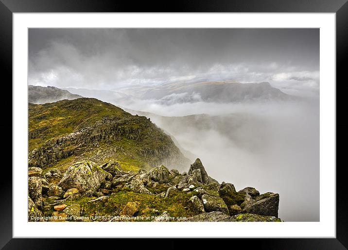 Crinkle Crags in the Clouds Framed Mounted Print by David Lewins (LRPS)