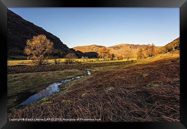 Borrowdale (Bathed in Sunlight) Framed Print by David Lewins (LRPS)