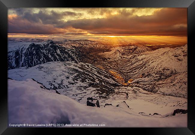 Sunrise over the Langdale Valley Framed Print by David Lewins (LRPS)