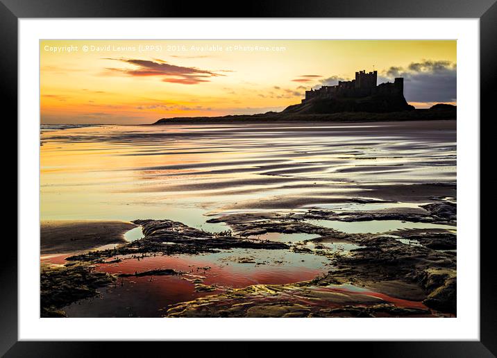 Bamburgh Castle Sunrise Framed Mounted Print by David Lewins (LRPS)
