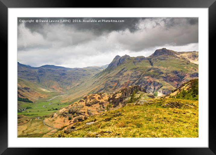 Langdale Pikes Framed Mounted Print by David Lewins (LRPS)