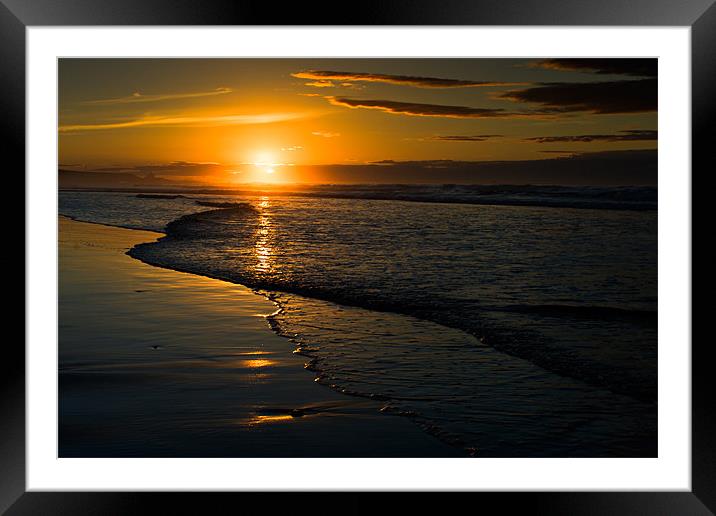 Setting Sun, Bamburgh, Northumberland Coast Framed Mounted Print by David Lewins (LRPS)