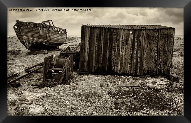 Boat and Winch, Dungeness Framed Print by Dave Turner