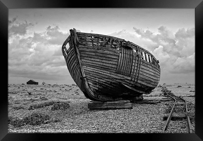 The Abandoned Boat, Dungeness, Kent Framed Print by Dave Turner