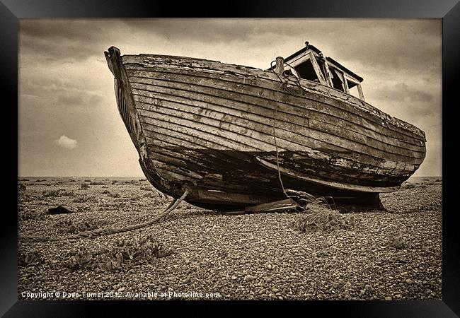 Abandoned Fishing Boat, Dungeness, Kent Framed Print by Dave Turner