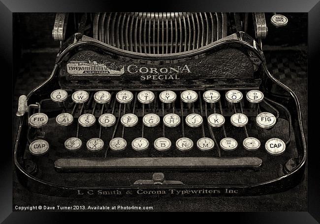 Vintage Typewriter Keyboard Framed Print by Dave Turner