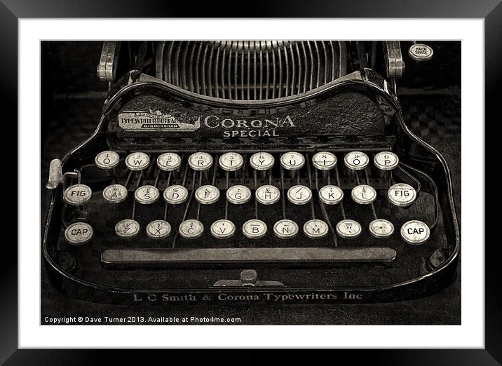 Vintage Typewriter Keyboard Framed Mounted Print by Dave Turner