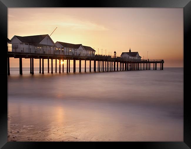 Southwold Pier at Sunrise, Suffolk Framed Print by Dave Turner