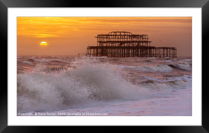 Brighton West Pier at Sunset Framed Mounted Print by Dave Turner
