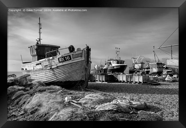 Hastings Fishing Boats Framed Print by Dave Turner