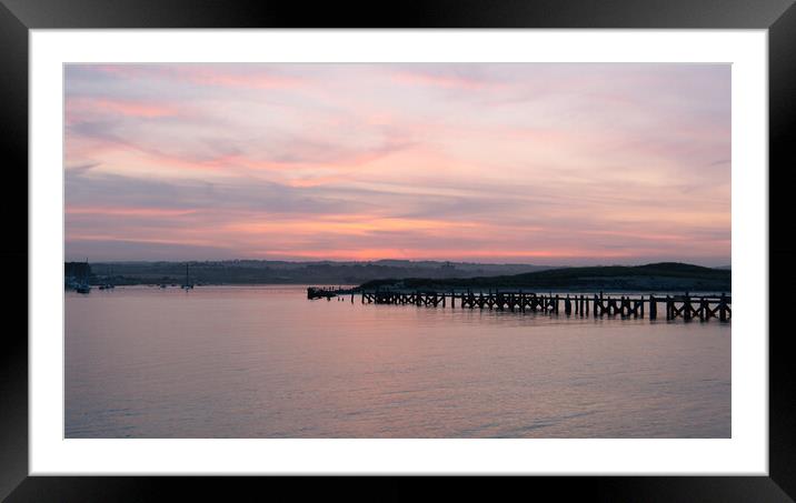 Amble Harbour at sunset Framed Mounted Print by Robert Geldard