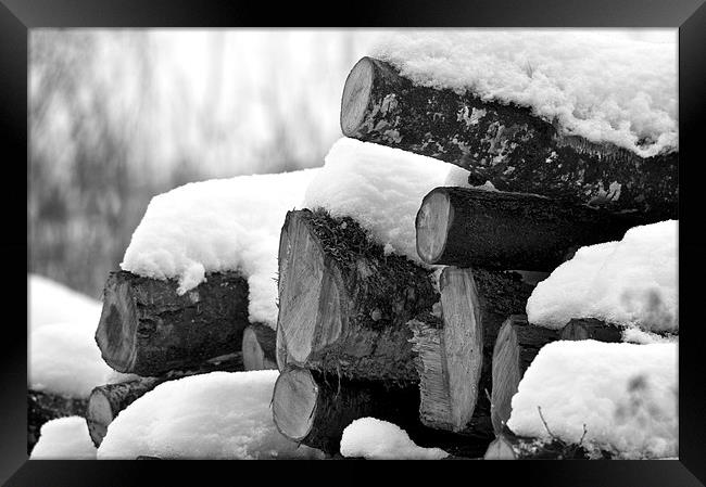 Winter Logs Framed Print by Robert Geldard