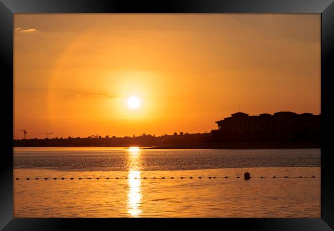 Sunset From Anantara Beach over the sea Framed Print by Dianne 