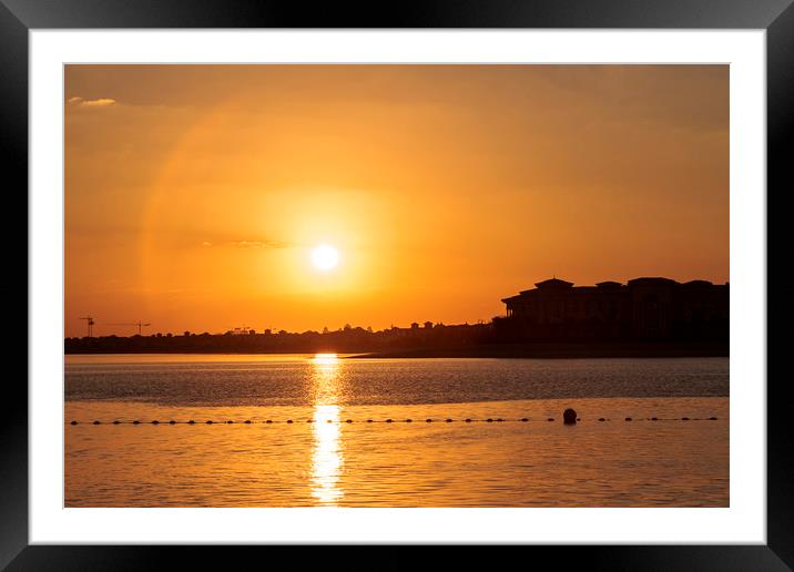 Sunset From Anantara Beach over the sea Framed Mounted Print by Dianne 
