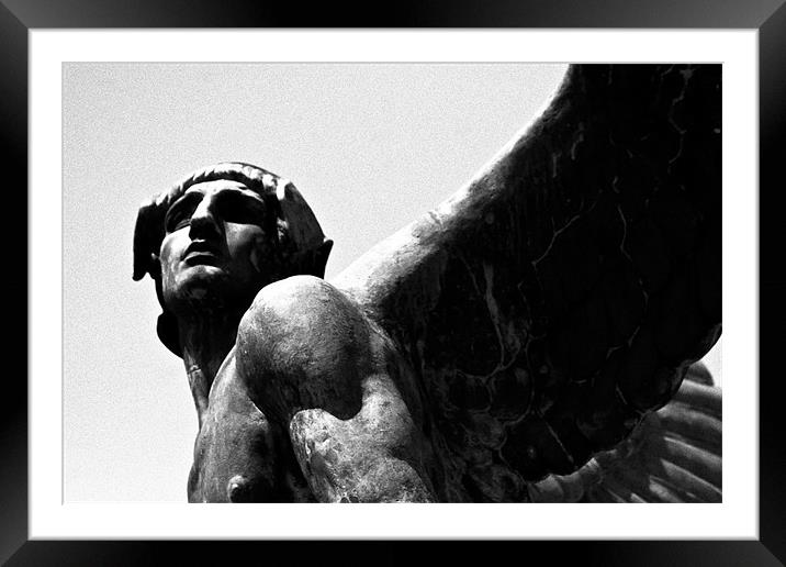 Corleone, Roman statue, winged, Sicily, Black and  Framed Mounted Print by Raymond Gilbert