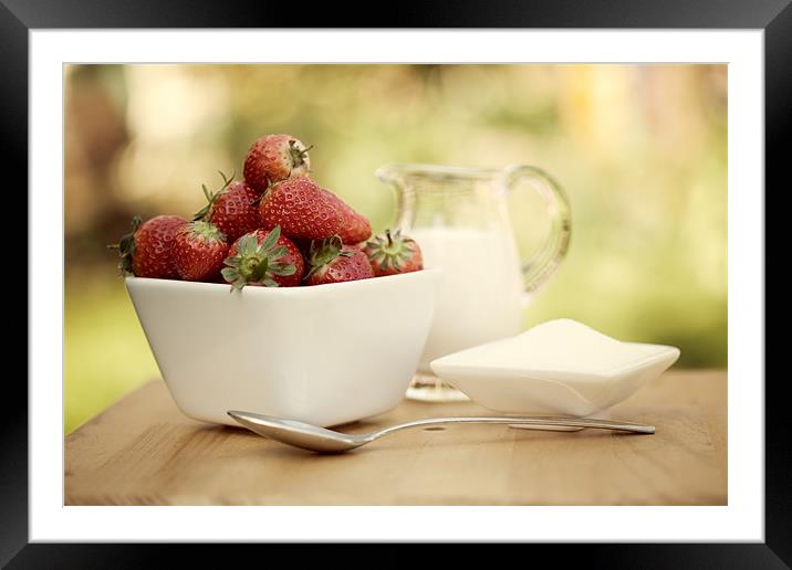 Strawberries & Cream Framed Mounted Print by Tara Taylor