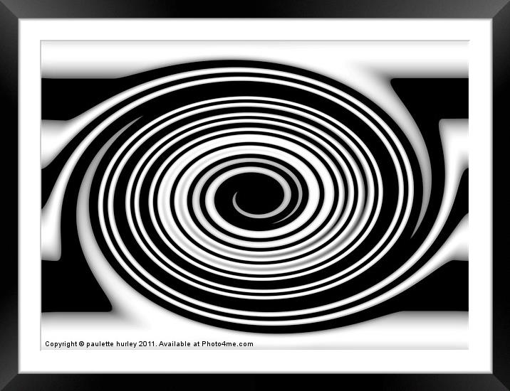 Abstract Line Swirl.B+W. Framed Mounted Print by paulette hurley