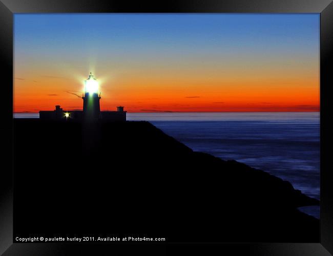 Strumble Head Lighthouse.Wales. Framed Print by paulette hurley
