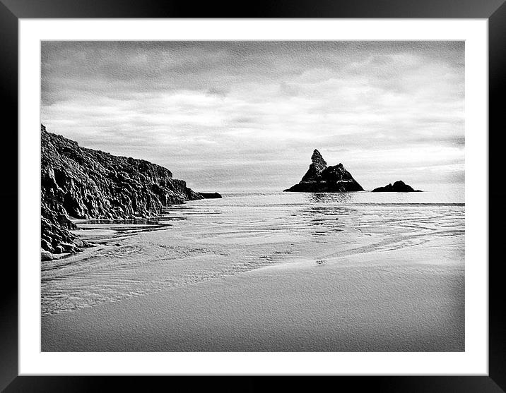 Church Rock. Broadhaven Beach.Wales Framed Mounted Print by paulette hurley