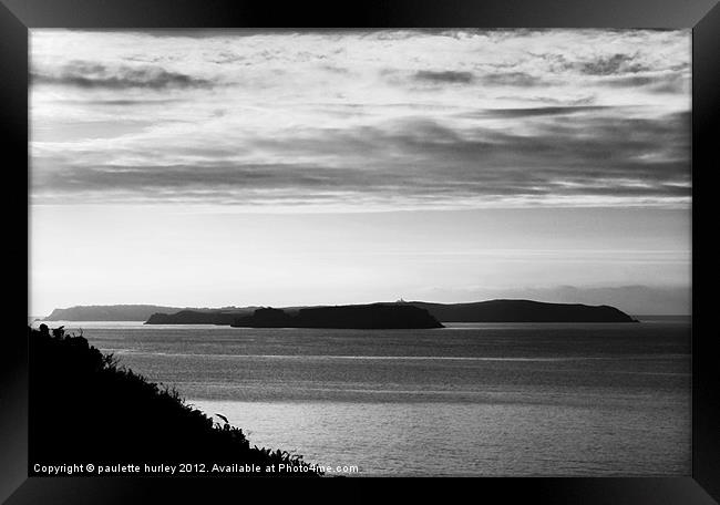 Caldey Island.B+W.Tenby. Framed Print by paulette hurley