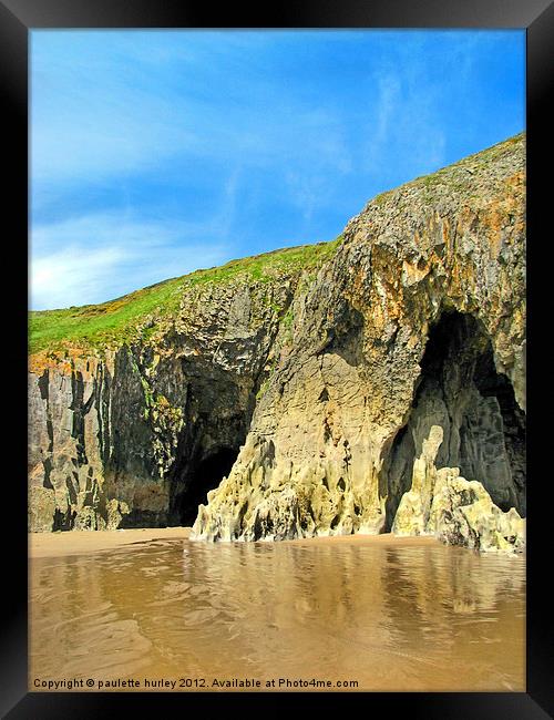 Cavern Reflection.Lydstep. Framed Print by paulette hurley