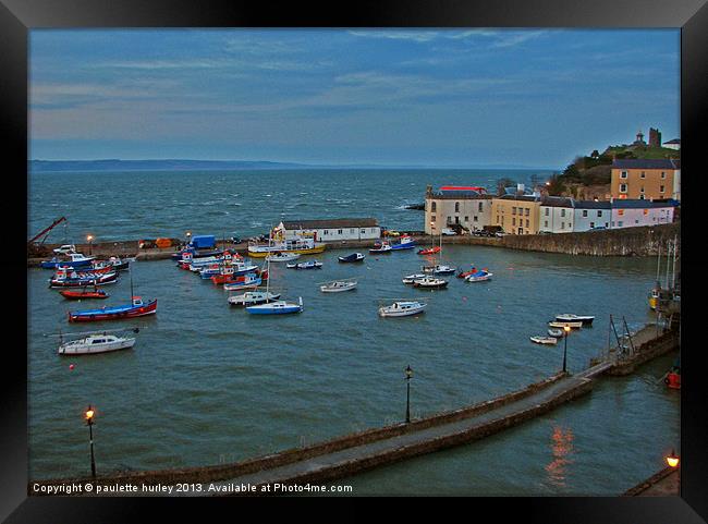 Tenby Harbour.High Tide.Wales. Framed Print by paulette hurley