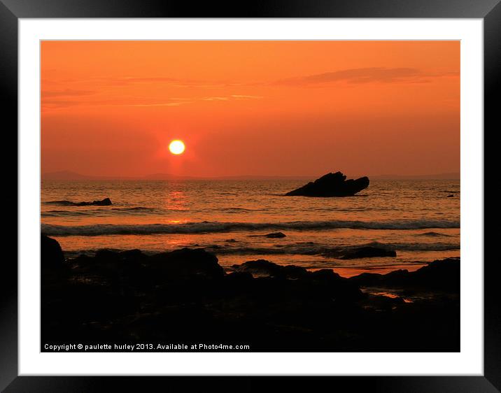 Broadhaven Sunset Rock.Pembrokeshire. Framed Mounted Print by paulette hurley