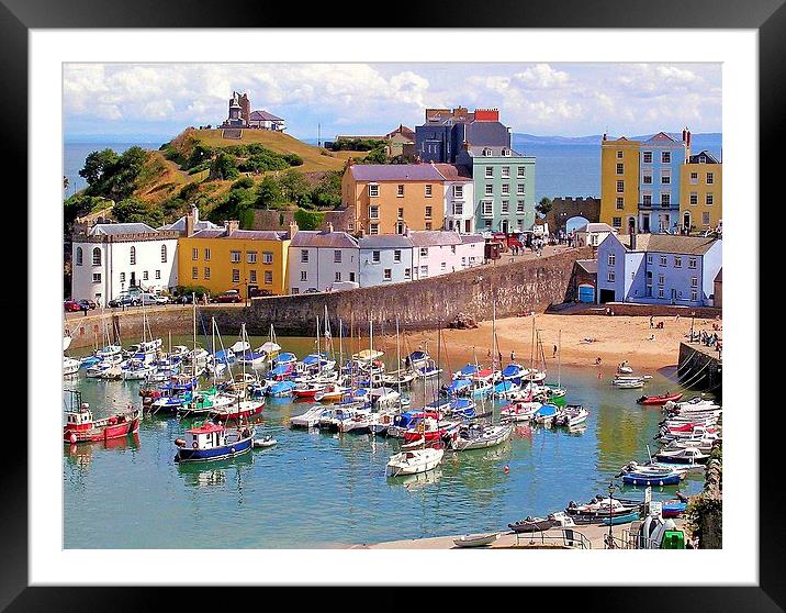 Tenby Harbour. Summer. Framed Mounted Print by paulette hurley