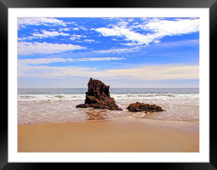 Lydstep Cavern Beach Rocks-Tenby-Pembrokeshire. Framed Mounted Print by paulette hurley