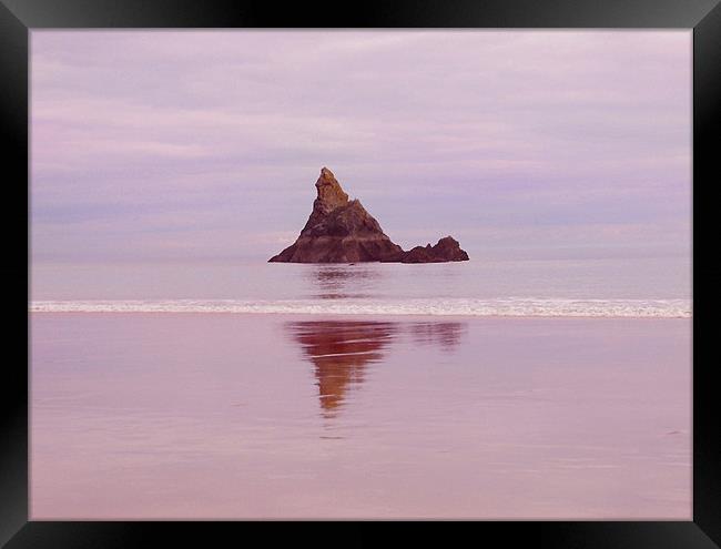Broad Haven South, Church Rock, Pembrokeshire, Wal Framed Print by paulette hurley