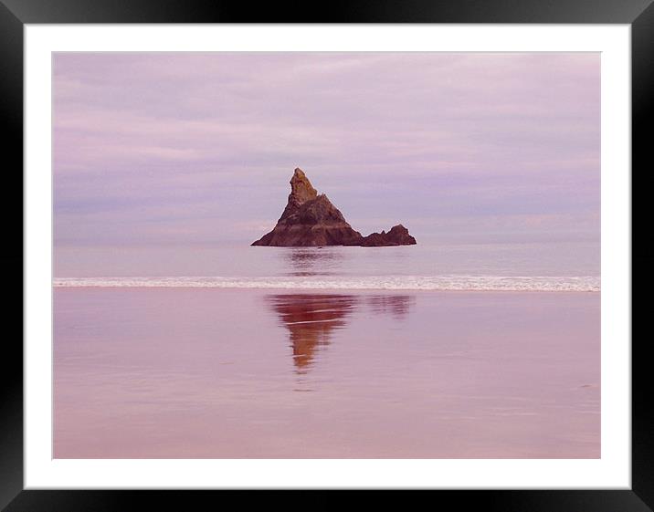 Broad Haven South, Church Rock, Pembrokeshire, Wal Framed Mounted Print by paulette hurley