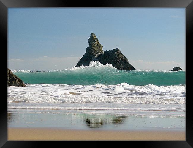 Superior Church Rock.Pembrokeshire. Framed Print by paulette hurley