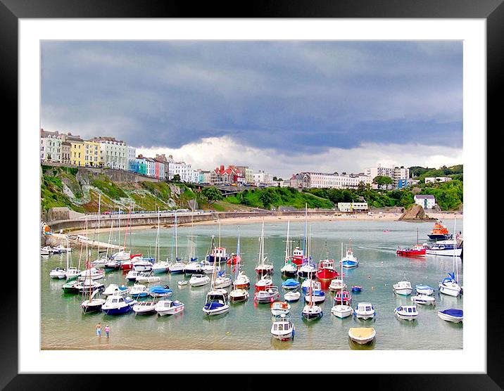 Tenby Harbour,North Beach. Framed Mounted Print by paulette hurley