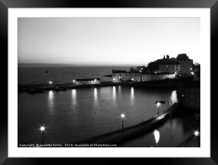 Tenby Harbour. Black + White. Framed Mounted Print by paulette hurley