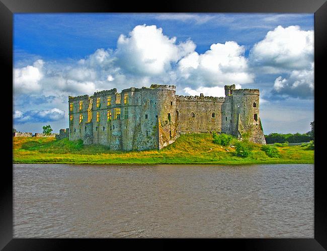 Carew Castle, North View. Framed Print by paulette hurley